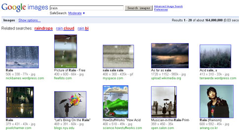 Google.com 关于"Rain"的图片搜索结果